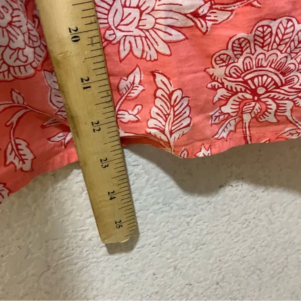 J Crew Womens Sleeveless Shirt Large Colorful Floral Ruffles Preppy Resort